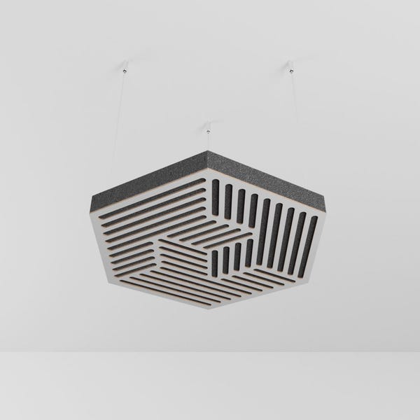 Acoustic Ceiling Panel «HEXAGON» with mounting kit | Absorption - Diffusion - Reflection - Soundproofing Insulation | Acoustic Cloud Panels