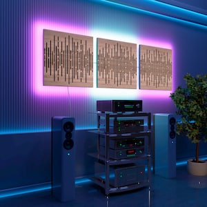 Acoustic Panels "WAVE" with RGB Backlight | LED Backlit Acoustic Wall Panel with Illumination for Echo Control | Stylish Sound Treatment