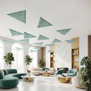 Samt Schwebewolke "Delta-Velvex" | Triangle Professional Acoustic Panel | Klangwaage für Zuhause & Lounge | Hängendes Kit inklusive