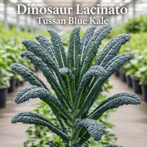 Dinosaur Lacinato Kale Live Plant – Tuscan Blue Edible Leafy Green (2.5 Inch Pot)