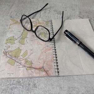 Personalised Map Cover Notebook Unique Travel Gift For Adventurer Eco-friendly Stationery Map Lovers Gift Recycled Paper Travel Journal Map