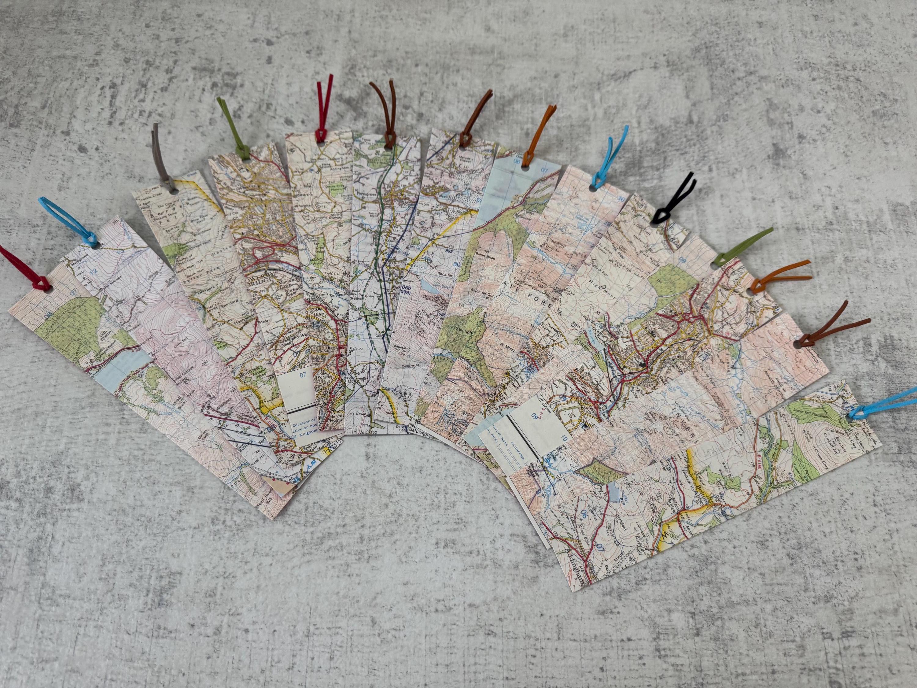 Personalised Map Bookmark Page Marker Handmade Upcycled Map Gift Custom ...