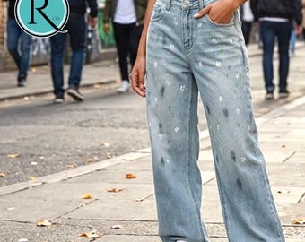 Graffiti Denim Pants | Baggy Wide Leg Jeans | Casual Wear | Y2K Streetwear Style