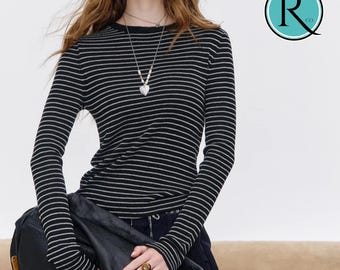 Casual Striped Shirt | Slim Long Sleeve Top | Modern Y2K Streetwear