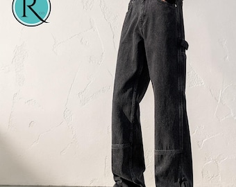 Zip Denim Jeans | Loose Straight Leg Pants | Casual Style | Modern Y2K Streetwear