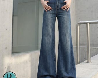 High Waist Jeans | Flared Leg Pants | Wide Fit Design | Casual Streetwear