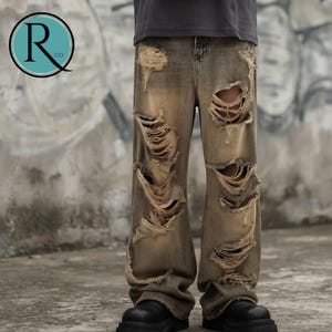 Gescheurde spijkerbroek | Distressed broek met hoge taille | Streetwear Y2k Vintage Fashion