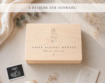 Erinnerungskiste Schwangerschaft aus Holz – Unser kleines Wunder – Baby Erinnerungsbox