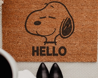 Cute Dog Doormat | Hello Welcome Mat with Cartoon Dog | Cozy Entryway Rug for Dog Lovers Home Decor