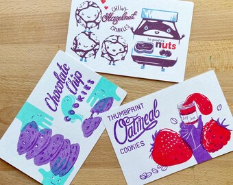 Recipe Cards: Favorite Cookies - three 4x6in cards