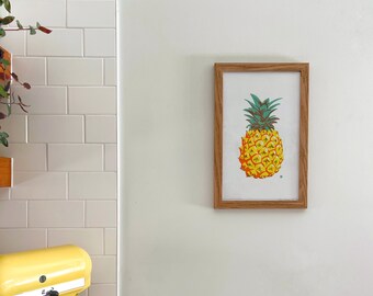 Pineapple Risograph Print, 14x8.5in