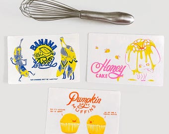Recipe Cards: Sweet Autumn - three 4x6in cards