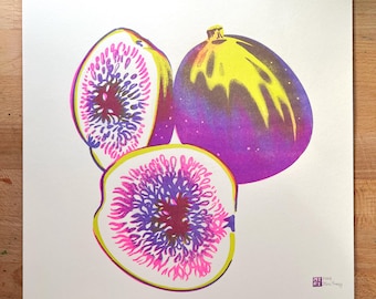 Figs Risograph Print, 11x11in