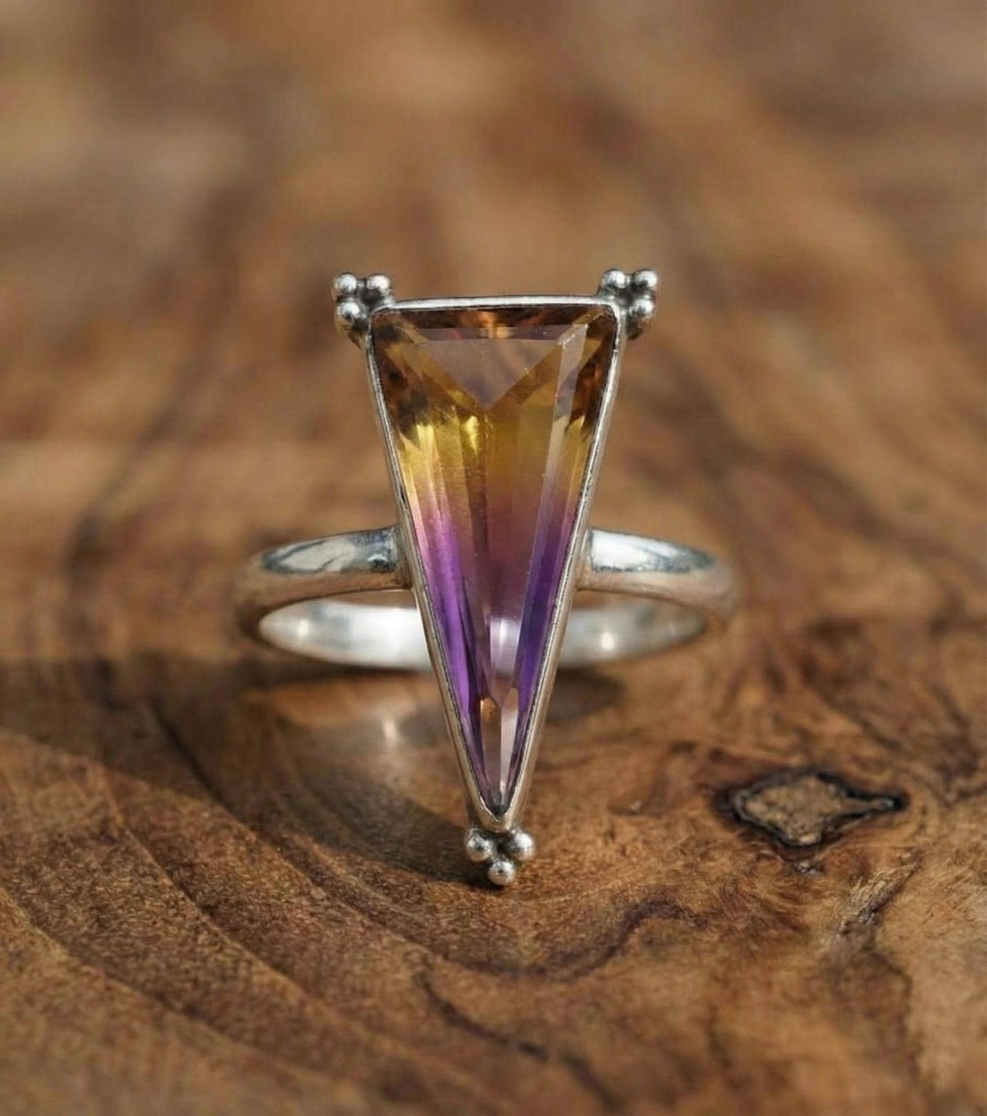 Bague En Argent Massif Avec Amétrine 23x19x6mm - Taille Réglable 52 à 59 - Neuf Avec étiquettes