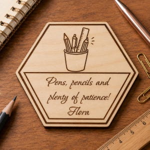 Personalised Teacher Pen Pot Coaster | Wooden Keepsake | Thank You Gift | End of Year Present