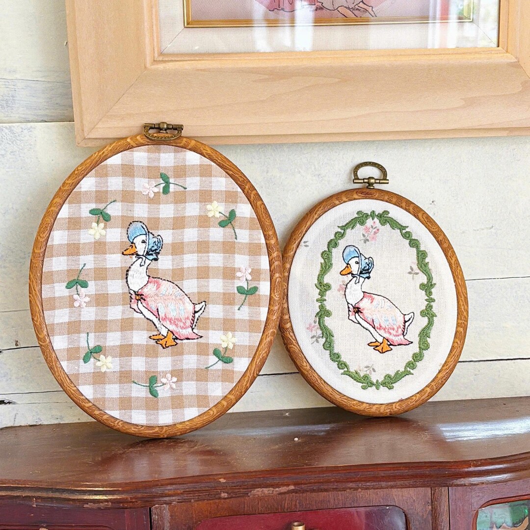 Jemima Puddleduck Embroidery Hoop, Linen Nursery Decor - Etsy