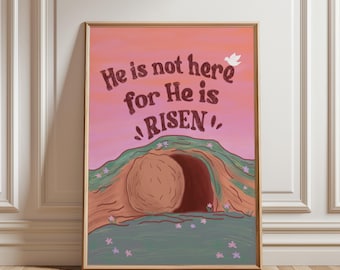 DIGITAL DOWNLOAD | He is Risen Cross Wall Art | Empty Tomb Christian ...