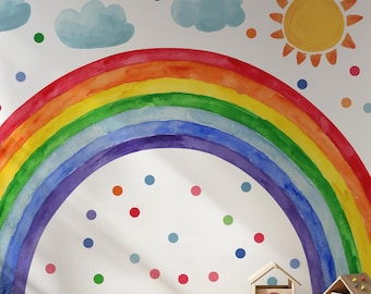 Vibrant Rainbow And Sun Wall Decal