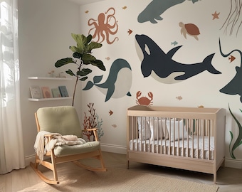 Ocean Under The Sea Wall Decal: Octopus Nursery Mural