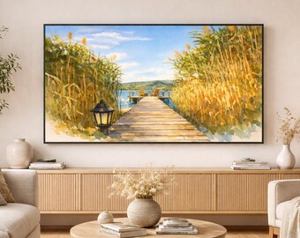 Coastal Dock Watercolor Frame TV Art