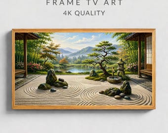 Japanese Zen Garden Frame TV Art, Serene Landscape, Meditation Room Decor (Digital Download)