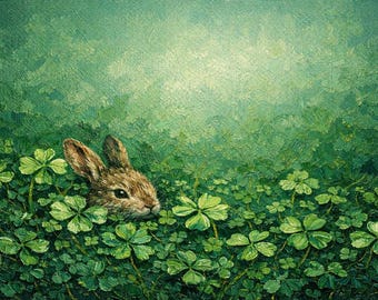 TV-konst med vårkanin och ängsram (digital nedladdning)