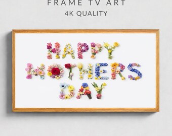 Cornice con scritta "Happy Mother's Day" a tema floreale per la TV (download immediato)