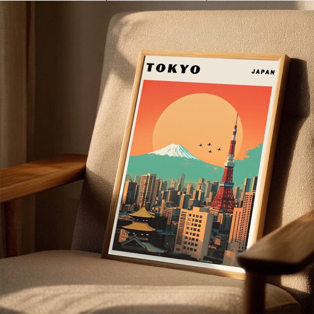 Tokyo Japan Travel Poster Wall Art, Mount Fuji and Tokyo Tower Print ...