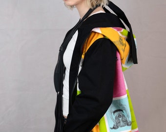 Long street fashion coat  with a hood