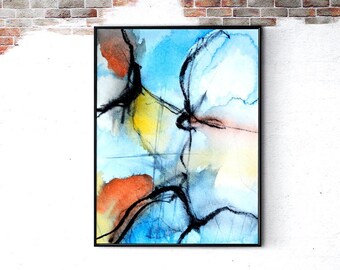 Printable Wall Art Abstract, Watercolor painting, Downloadable Print Artwork, Handpainted, Wall Decor, Plants, Christmas gift