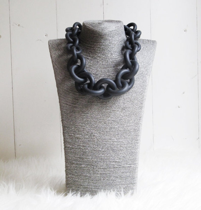 Black Rubber Chain Necklace, Fashion Jewelry, Designer Necklace