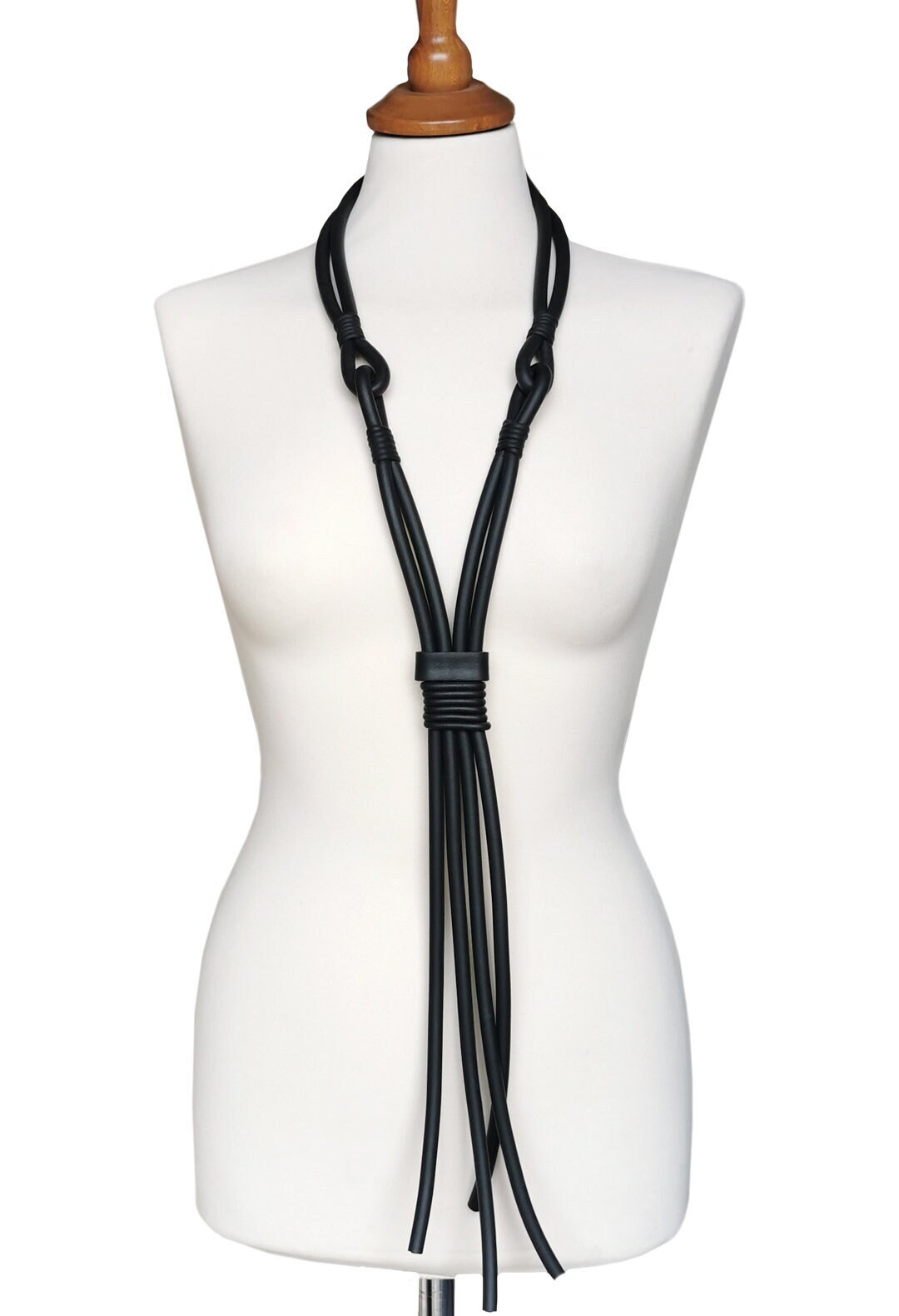 Long Multi Strand Rubber Necklace Black Necklace Fashion Etsy