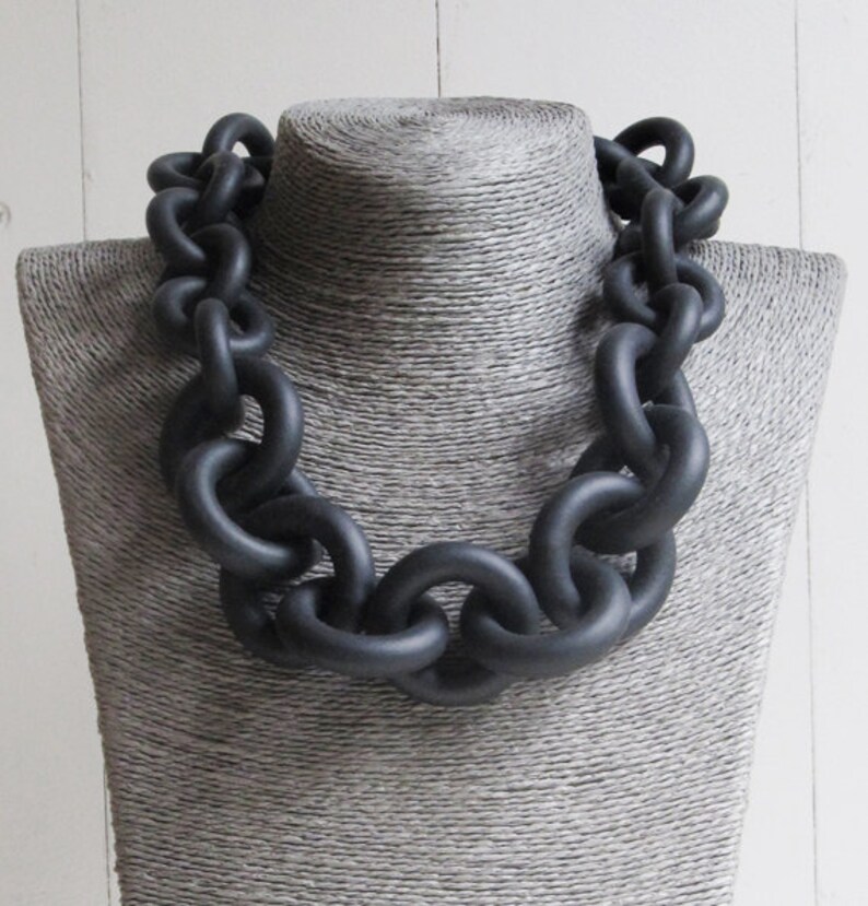 Black Rubber Chain Necklace, Fashion Jewelry, Designer Necklace