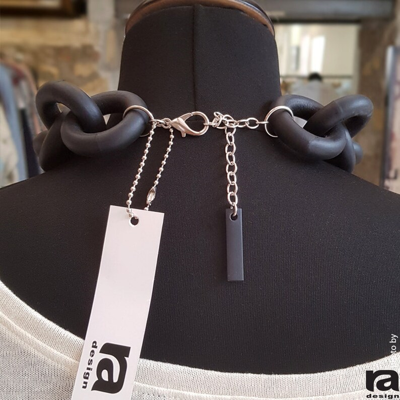 Black Rubber Chain Necklace Fashion Jewelry Designer Etsy