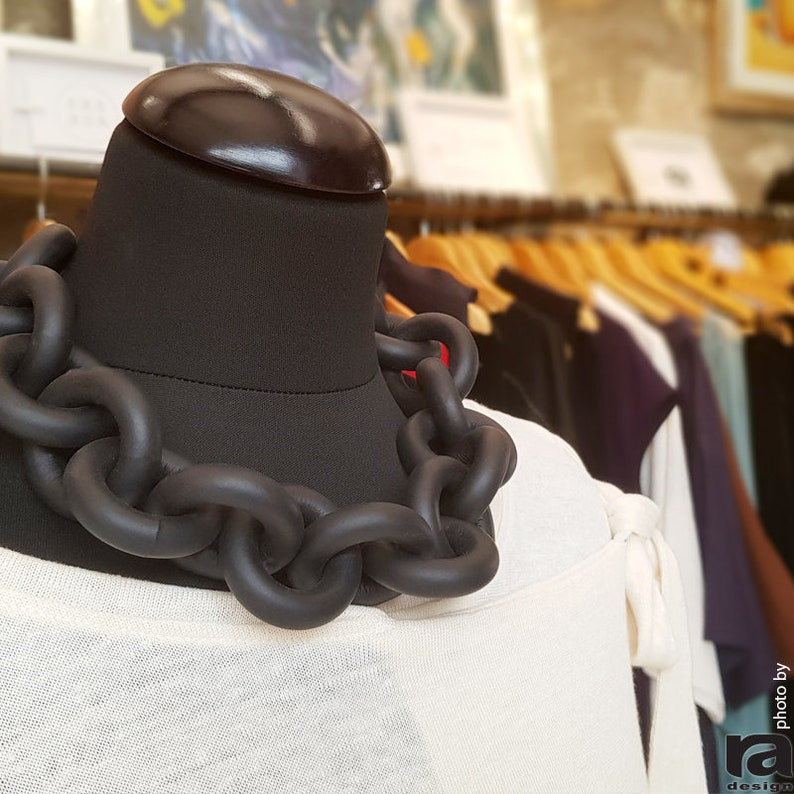 Black Rubber Chain Necklace Fashion Jewelry Designer Etsy