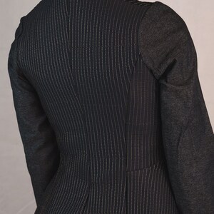 Waisted jacket, dark blue elegant Jacket, interestingly stitched stretch denim image 6