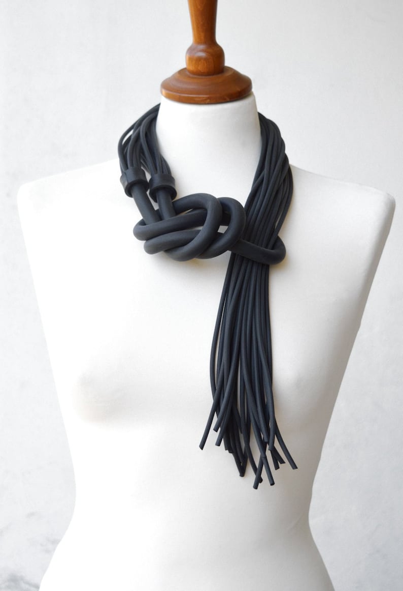 Lange multi strand rubberen ketting, sjaal ketting, multifunctionele ketting afbeelding 2