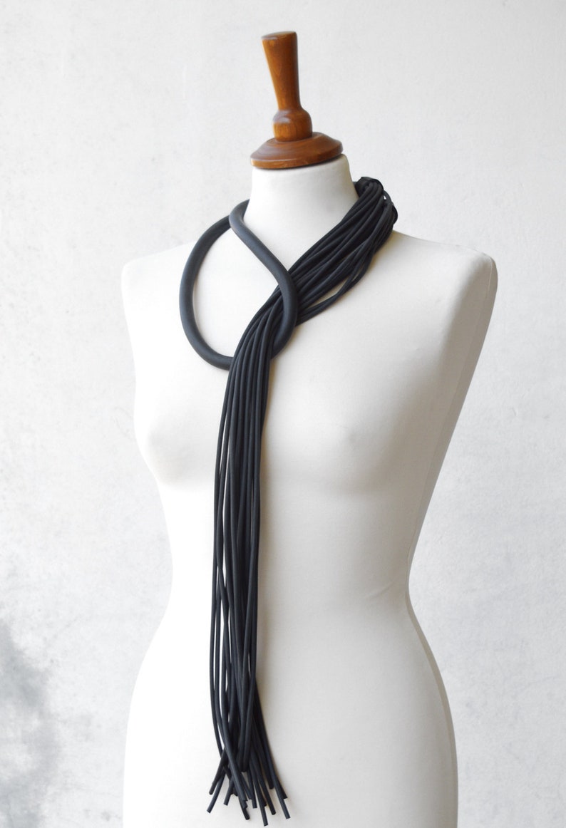 Lange multi strand rubberen ketting, sjaal ketting, multifunctionele ketting afbeelding 7