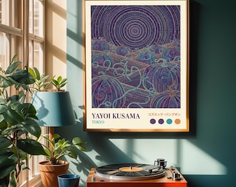 Tokyo Poster – Cosmic Pumpkins Art Print, Psychedelic Night Sky, Teal and Purple
