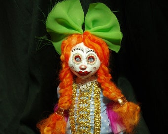 ooak art doll , orange locks, unique, handmade, odd, weird, unusual, trend, angel, stop motion,