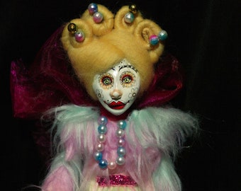 Doll, art, unique, collector's item, clown, unique piece, Hamburg, plastic, theater, handmade, pastel