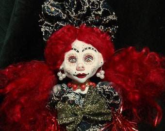 ooak art doll, clown female, red hair, unique, handmade, girl, best friend