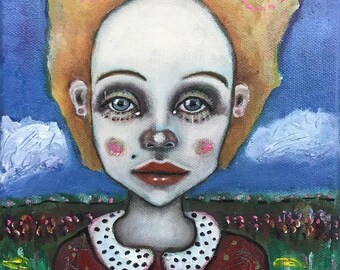 Original, art, figurative painting on Canvas, Girl, landscape, Portrait
