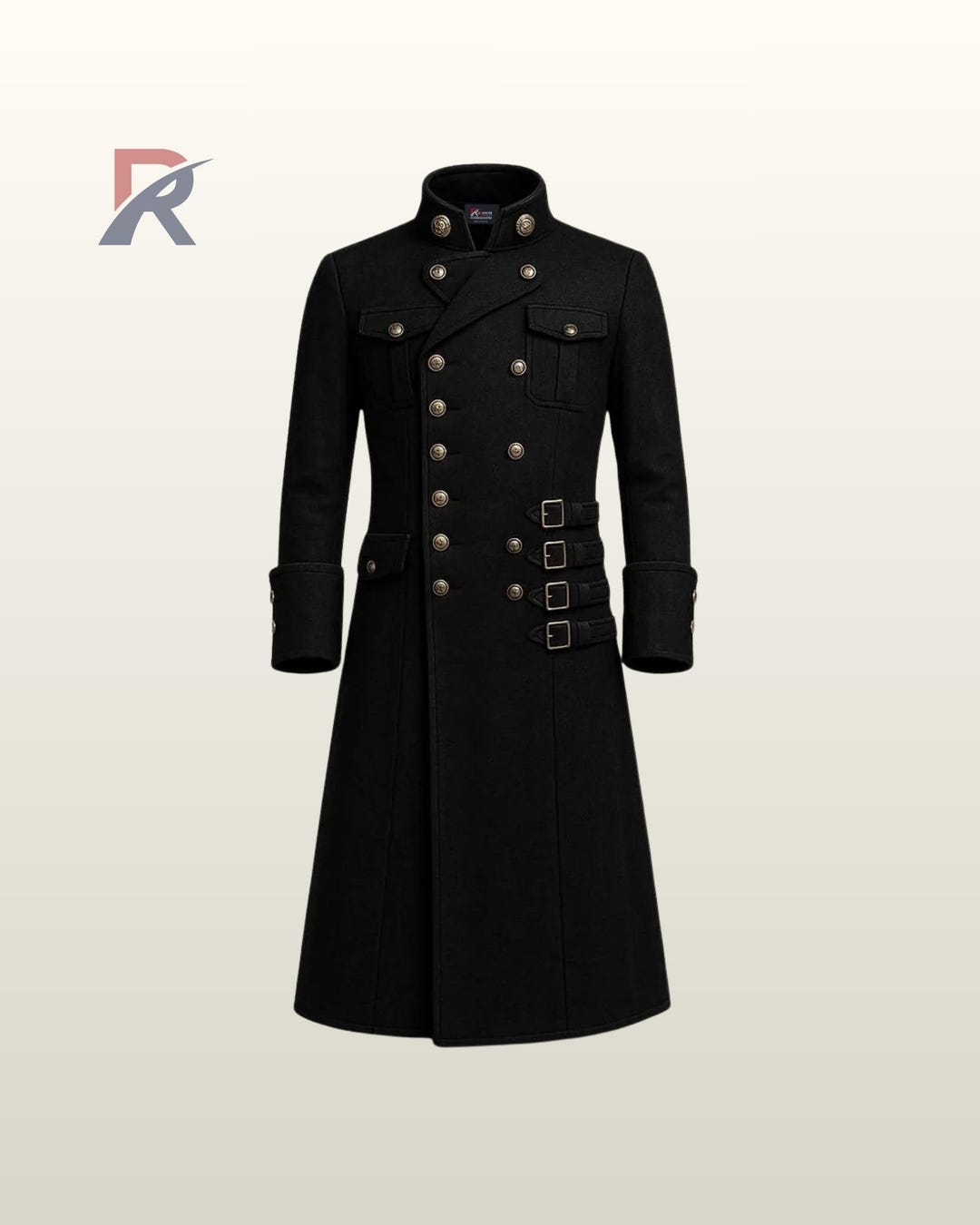 Black Trench Coat Military Officer Long Coat Victorian Jacket