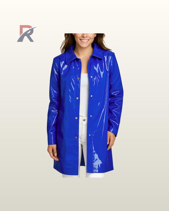 PVC Patent Leather Trench Coat, Waterproof Vinyl Rain Jacket - Etsy