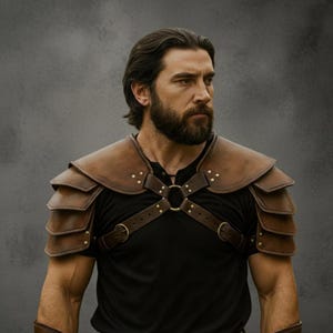 PUレザー騎士の肩当て - 中世の剣闘士の肩甲