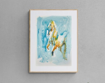 Horse attitude, Animal, Modern Original Fine Art, Contemporary Art, Mixed Media Painting of a Dressage Horse in motion