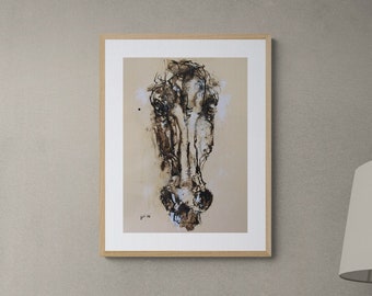 Sepia Ink Painting of a Horse Head on paper a Contemporary Original Fine Art