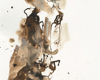 Small Art Ink Painting of a Horse Head from the "Just Fluid" Collection