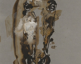 Small Art Ink Painting of a Horse Head from the "Just Fluid" Collection